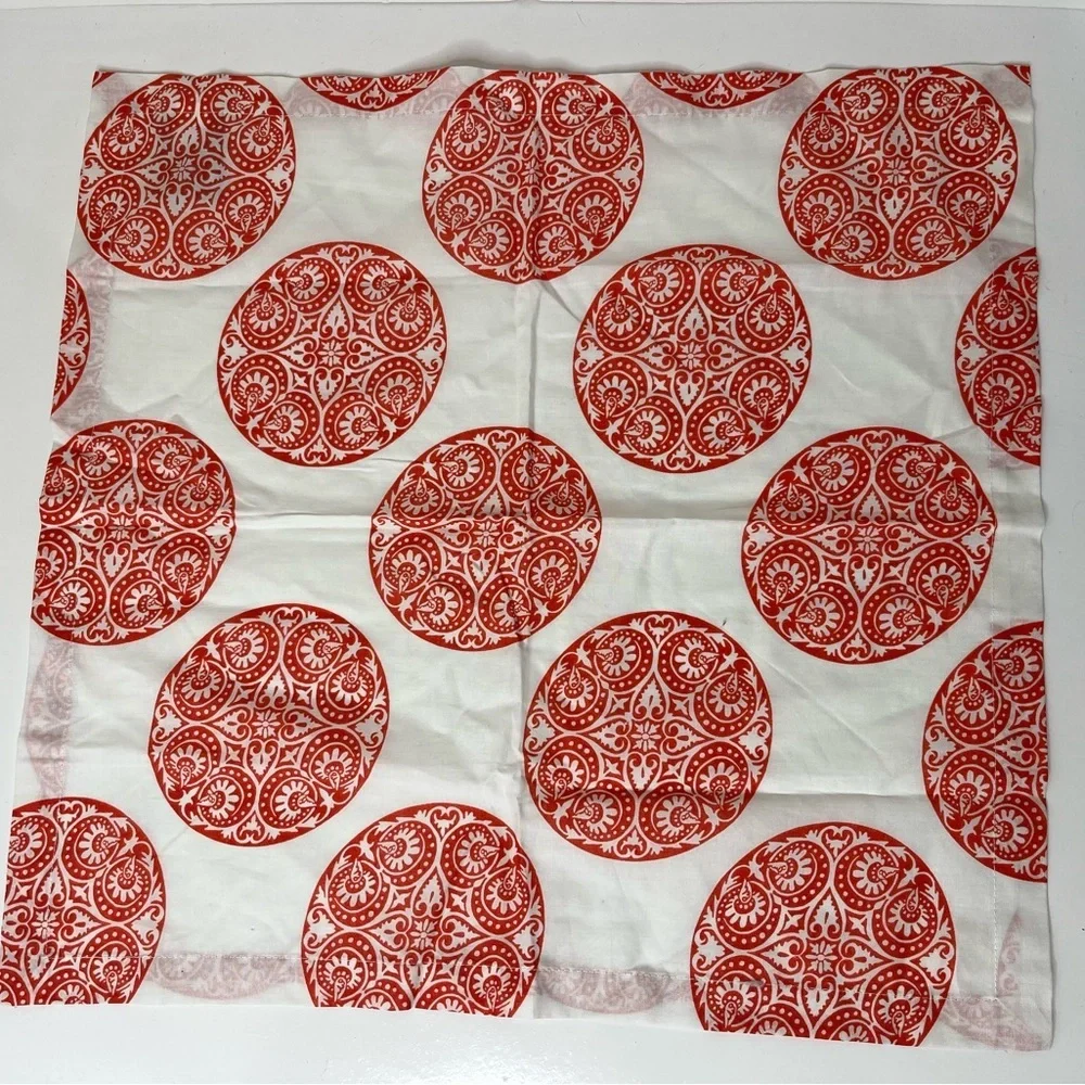 Pottery Barn Gretta Coral/White Set of 4 Placemats Set‎ of 5 Napkins